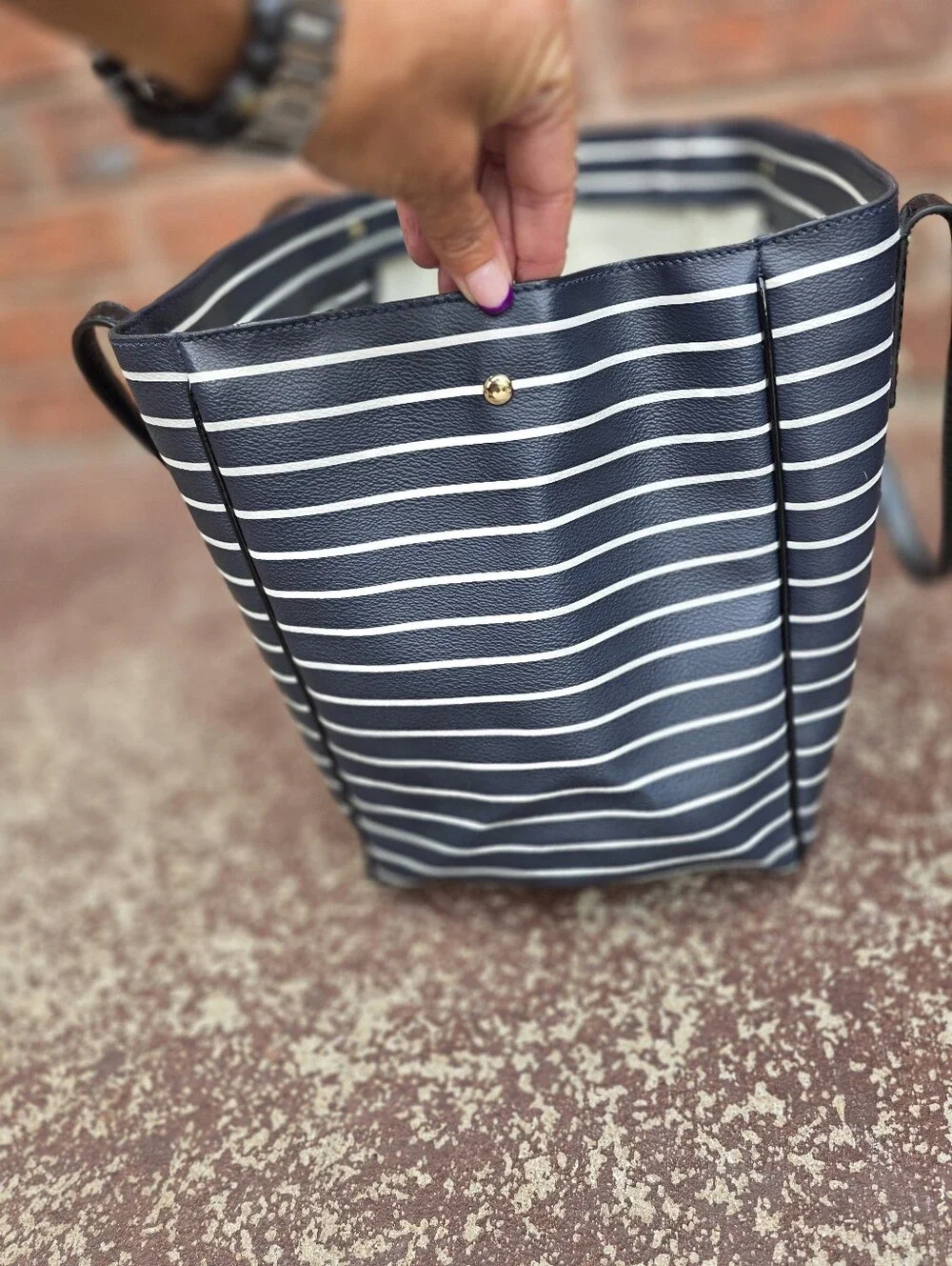 Kate Spade Navy and White Striped Tote